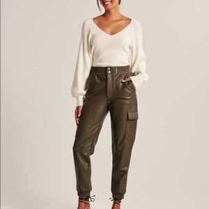 Abercrombie Faux Leather Cargo Joggers, Size XL